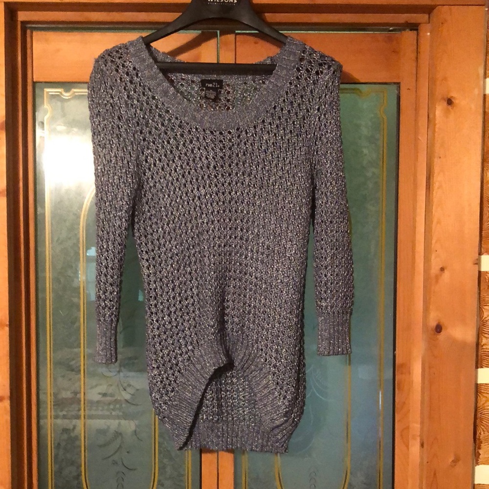 Rue 21 sx Xl steel blue/gray sweater 3/4 sleeves